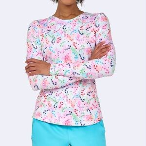 Ava Therese Zavate Bella Brushed Knit Candy Cane Twist Printed Tee Underscrub